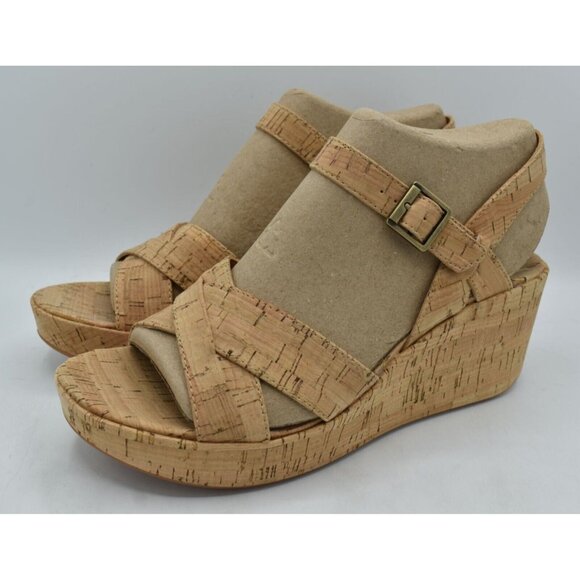 Korks Womens Size 11 Denica II Natural Cork Wedge Sandals Shoes - Picture 1 of 13